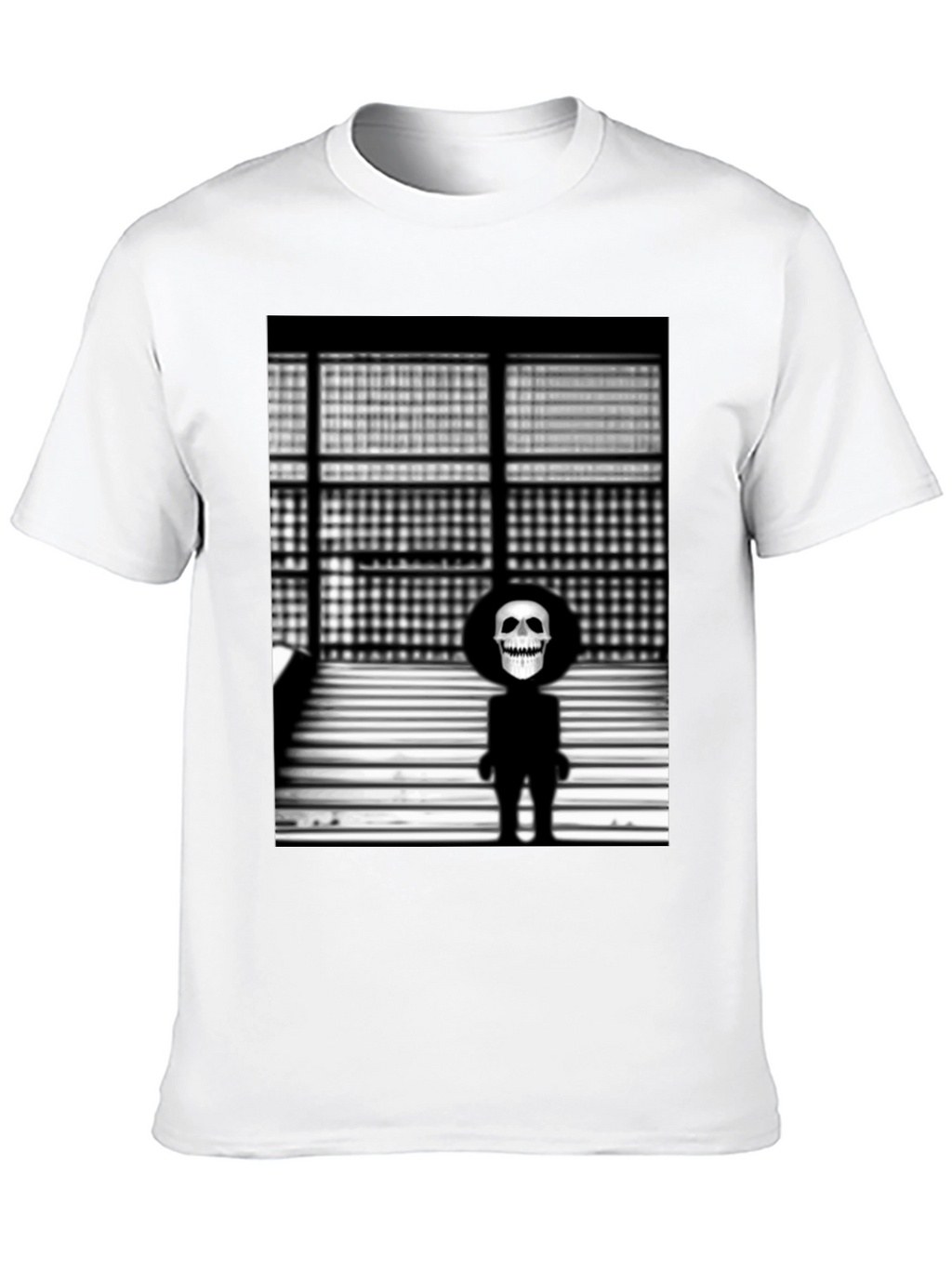 Skull Figure on Black T-Shirt