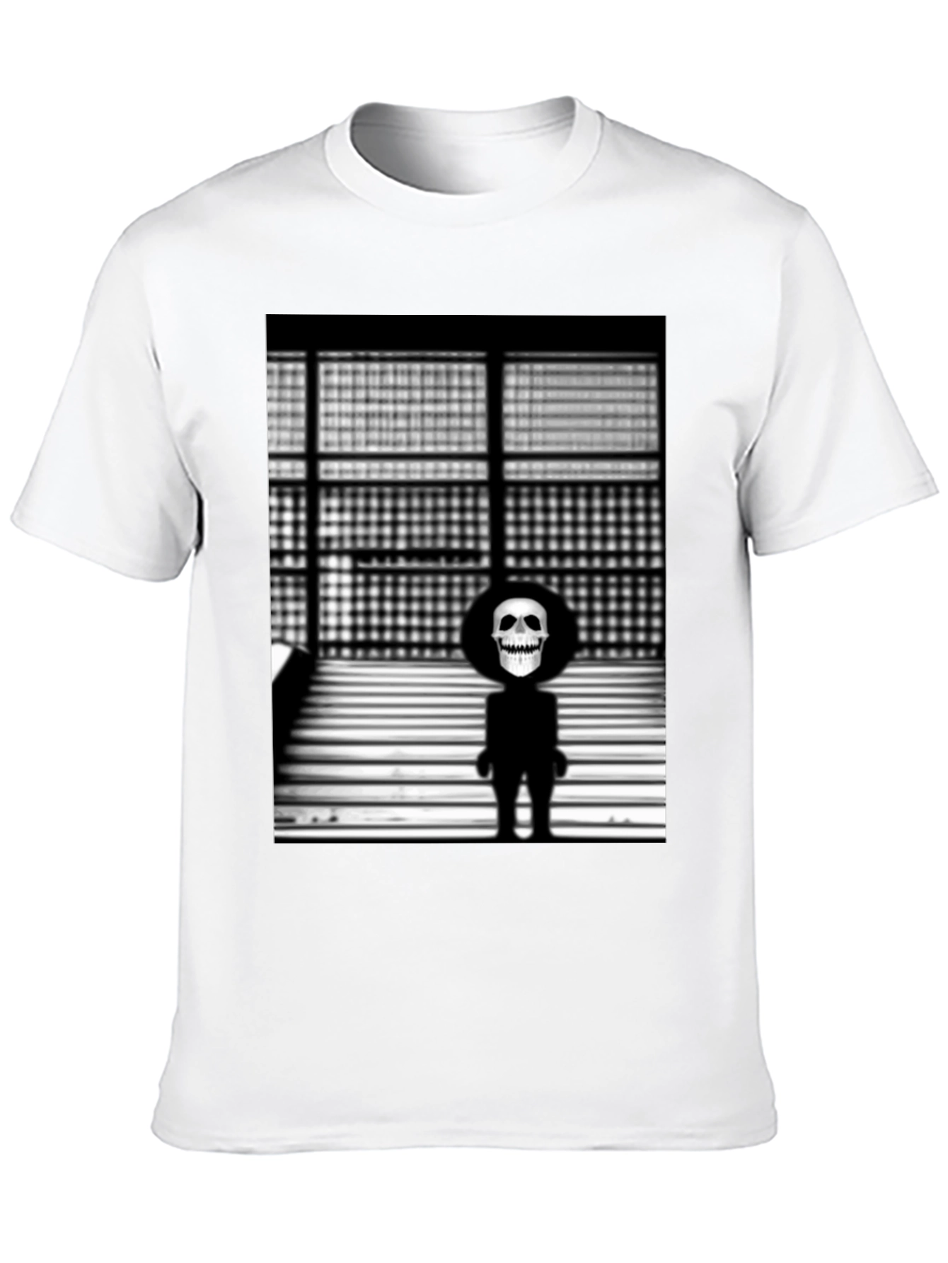 Skull Figure on Black T-Shirt
