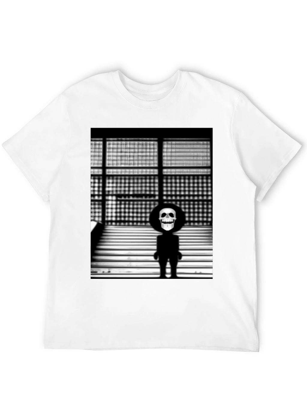 Skull Figure on Black T-Shirt