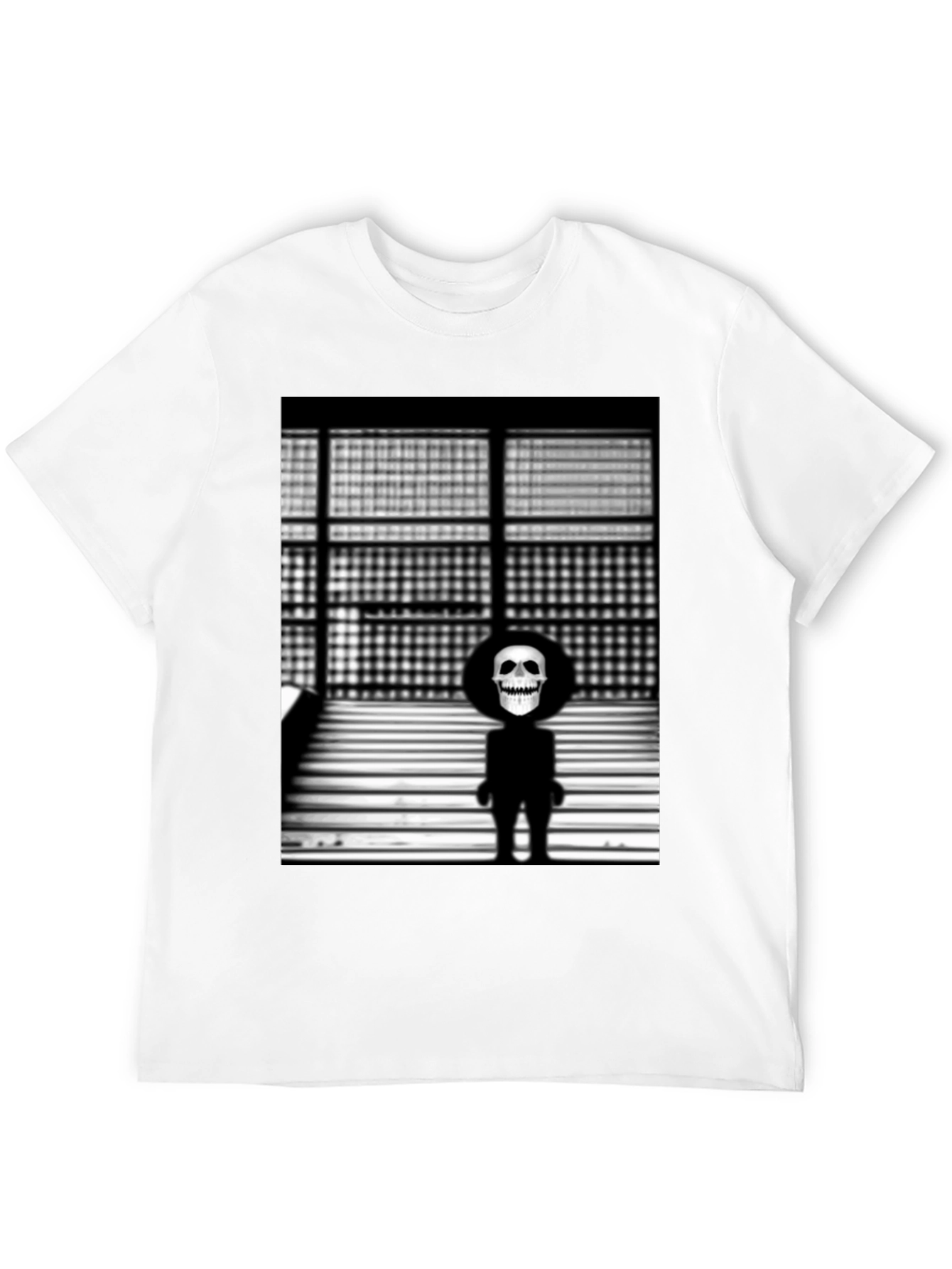 Skull Figure on Black T-Shirt