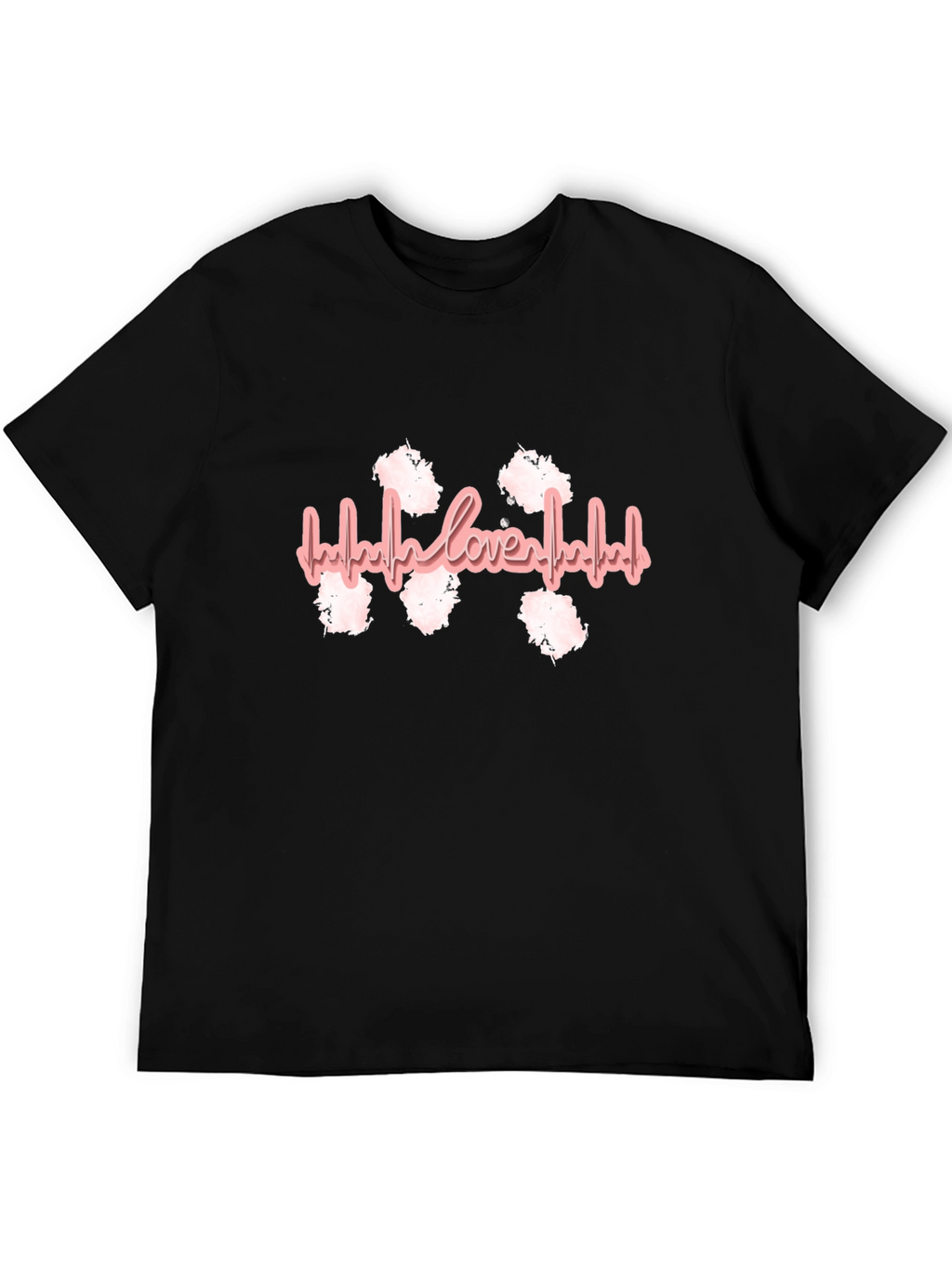 Heartbeat Lover Graphic Print Black T-Shirt