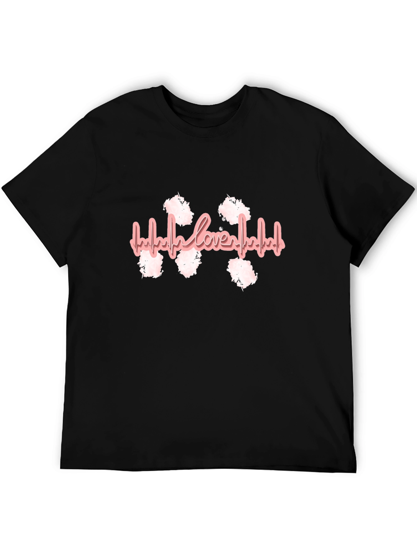 Heartbeat Lover Graphic Print Black T-Shirt