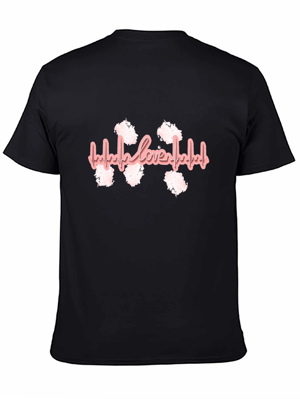 Heartbeat Lover Graphic Print Black T-Shirt