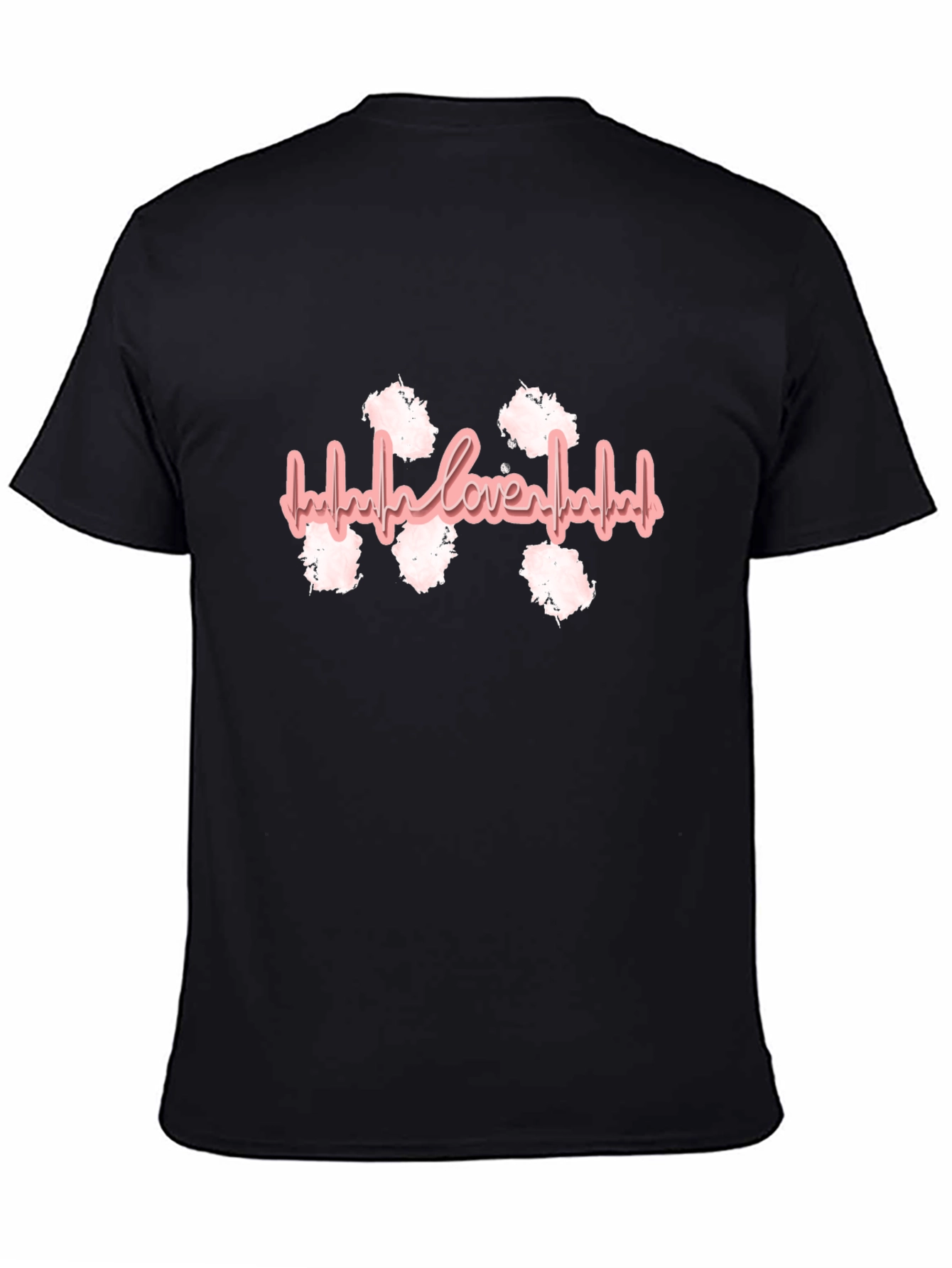 Heartbeat Lover Graphic Print Black T-Shirt