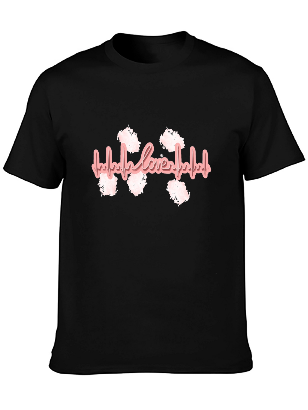 Heartbeat Lover Graphic Print Black T-Shirt