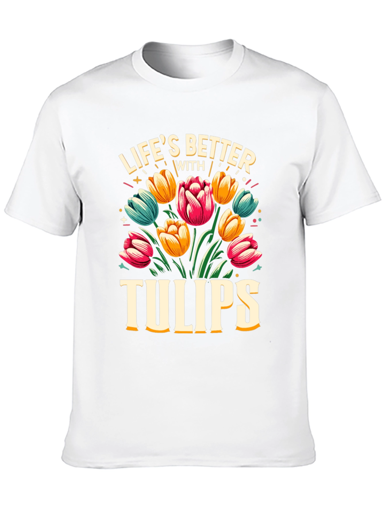 Lifes Better with Tulips Black T-Shirt