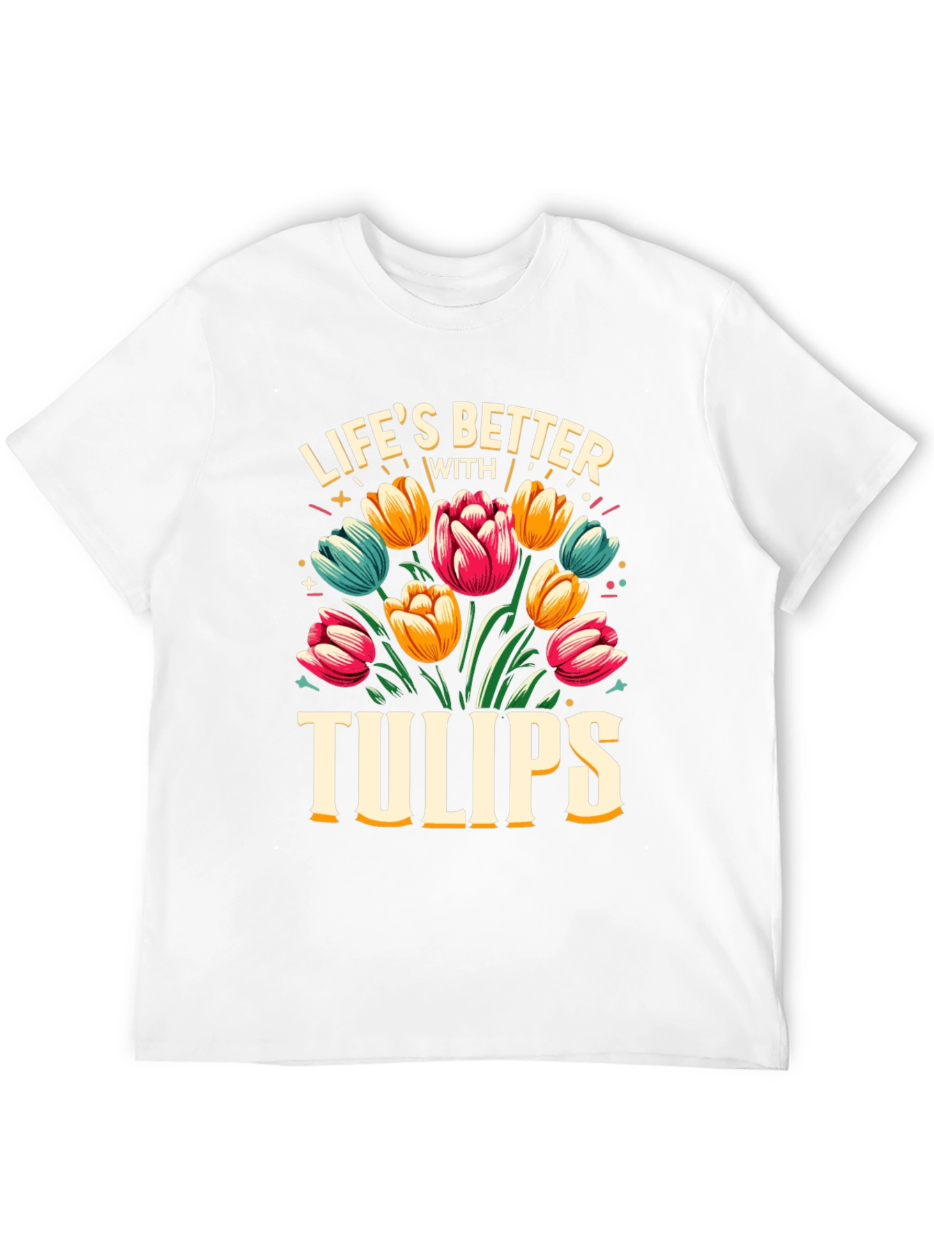 Lifes Better with Tulips Black T-Shirt
