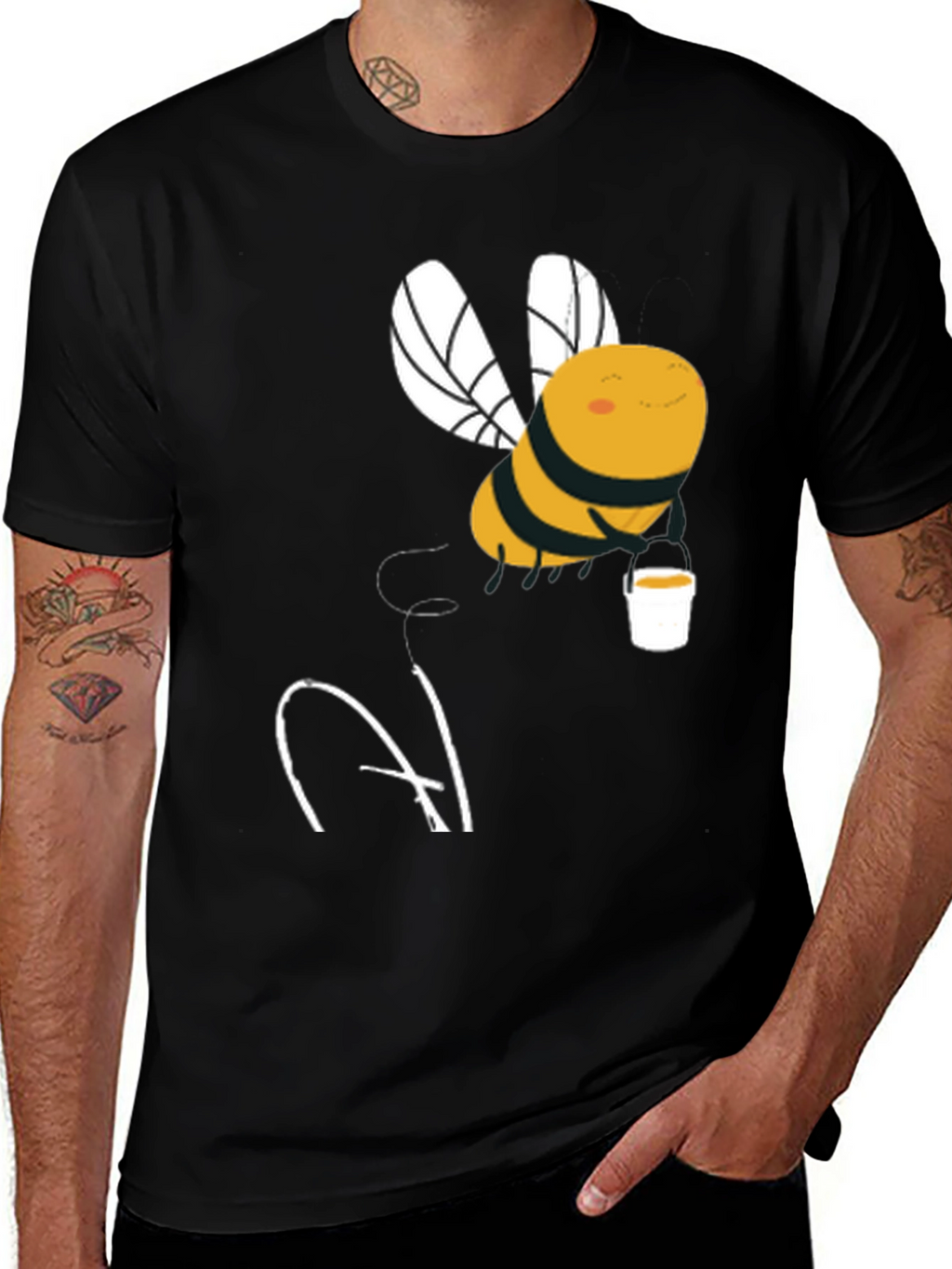 Cute Bee with Honey Cup Graphic Tee