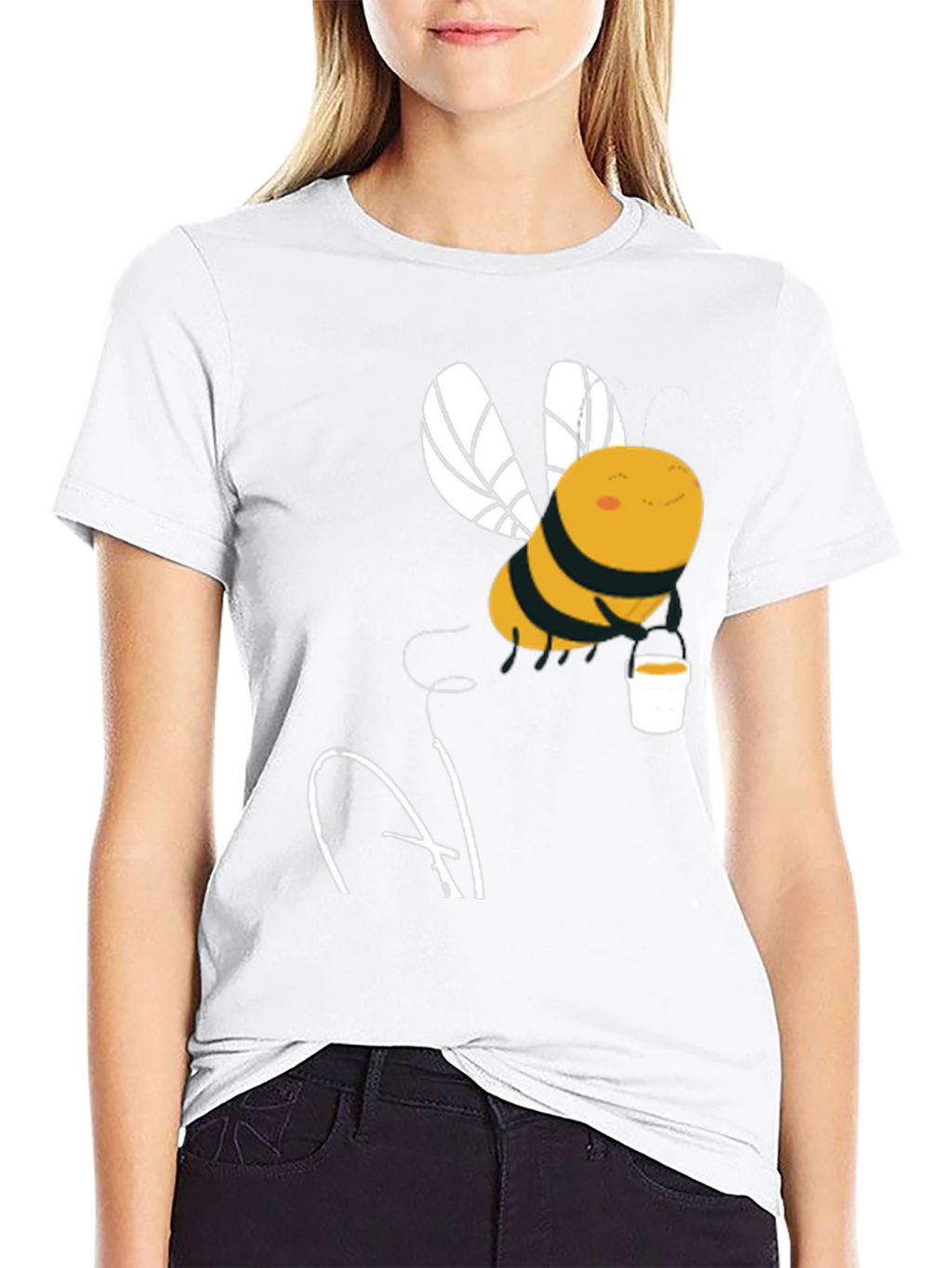 Cute Bee with Honey Cup Graphic Tee