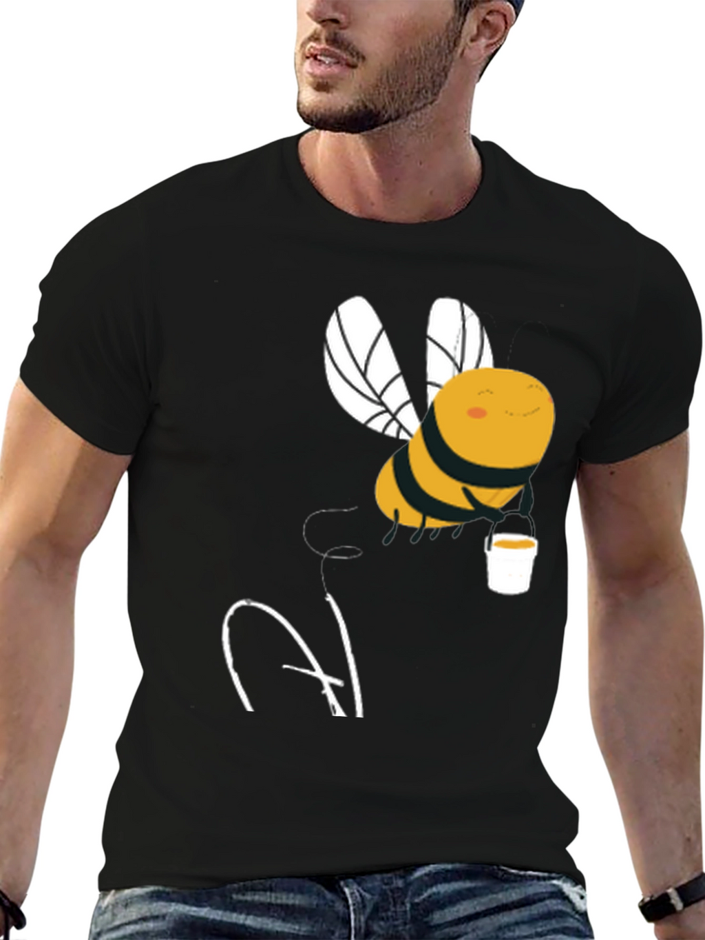 Cute Bee with Honey Cup Graphic Tee