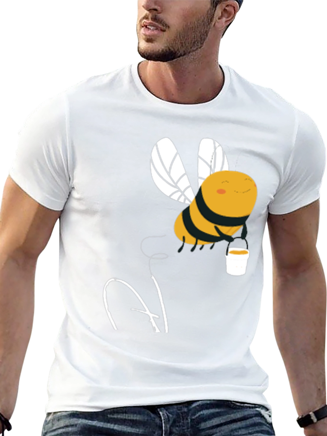 Cute Bee with Honey Cup Graphic Tee