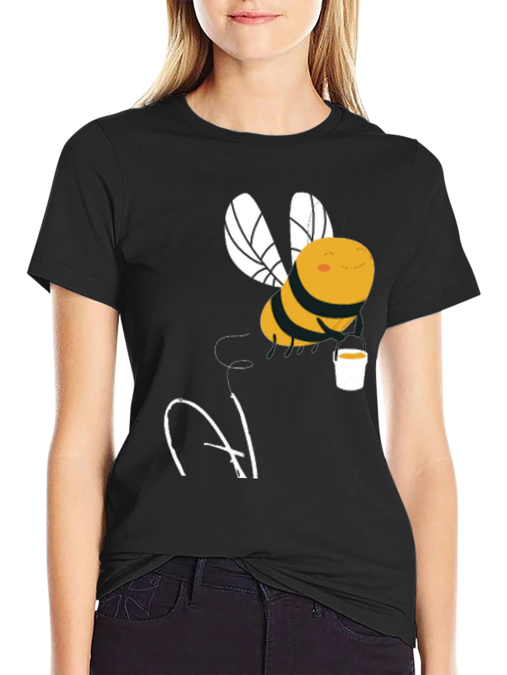 Cute Bee with Honey Cup Graphic Tee