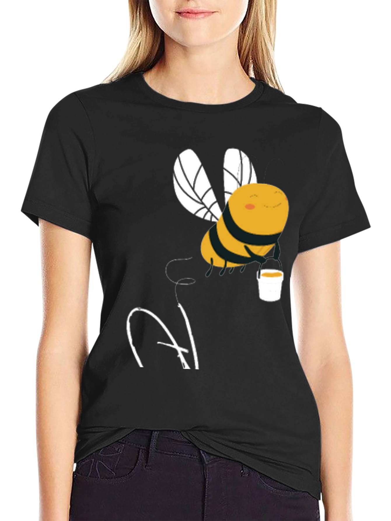 Cute Bee with Honey Cup Graphic Tee