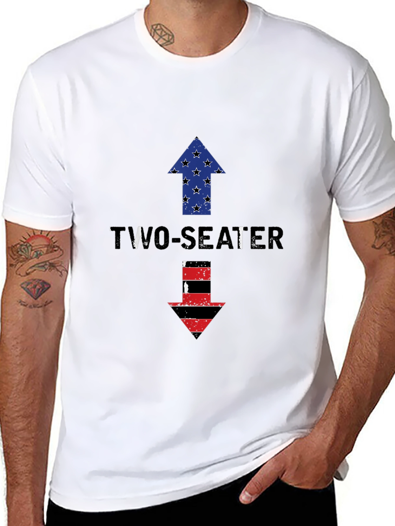 Two-Seater Graphic Tee - Patriotic Arrows Design