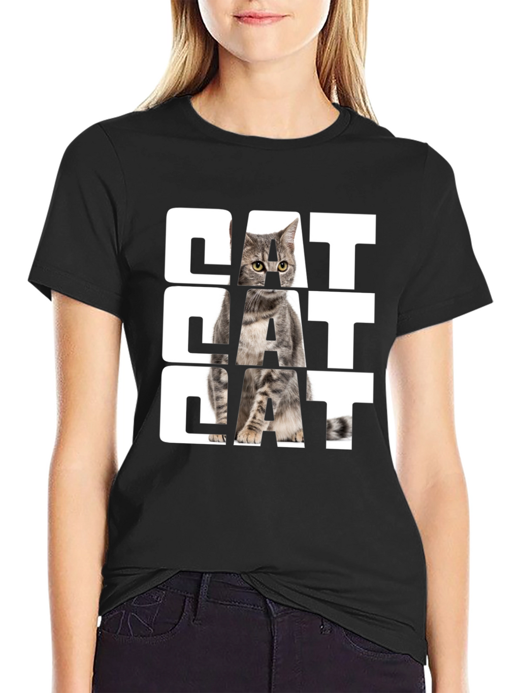 Cool Cat Graphic Tee - Black