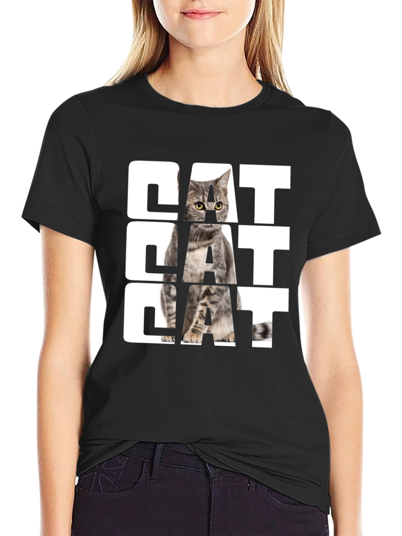 Cool Cat Graphic Tee - Black