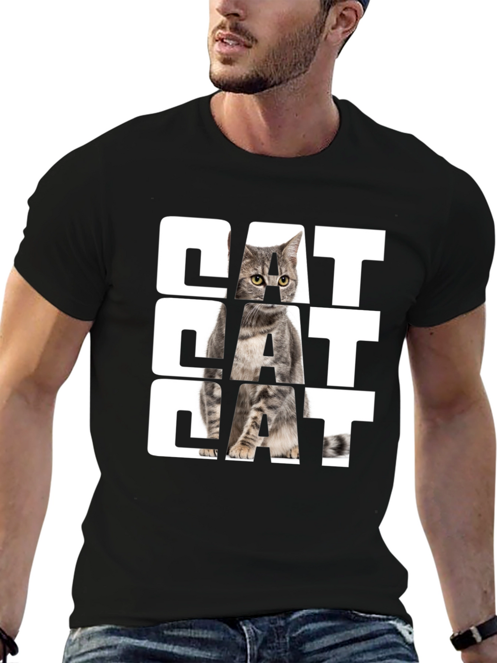 Cool Cat Graphic Tee - Black