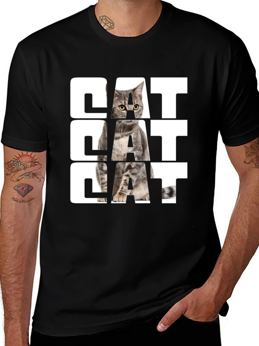 Cool Cat Graphic Tee - Black