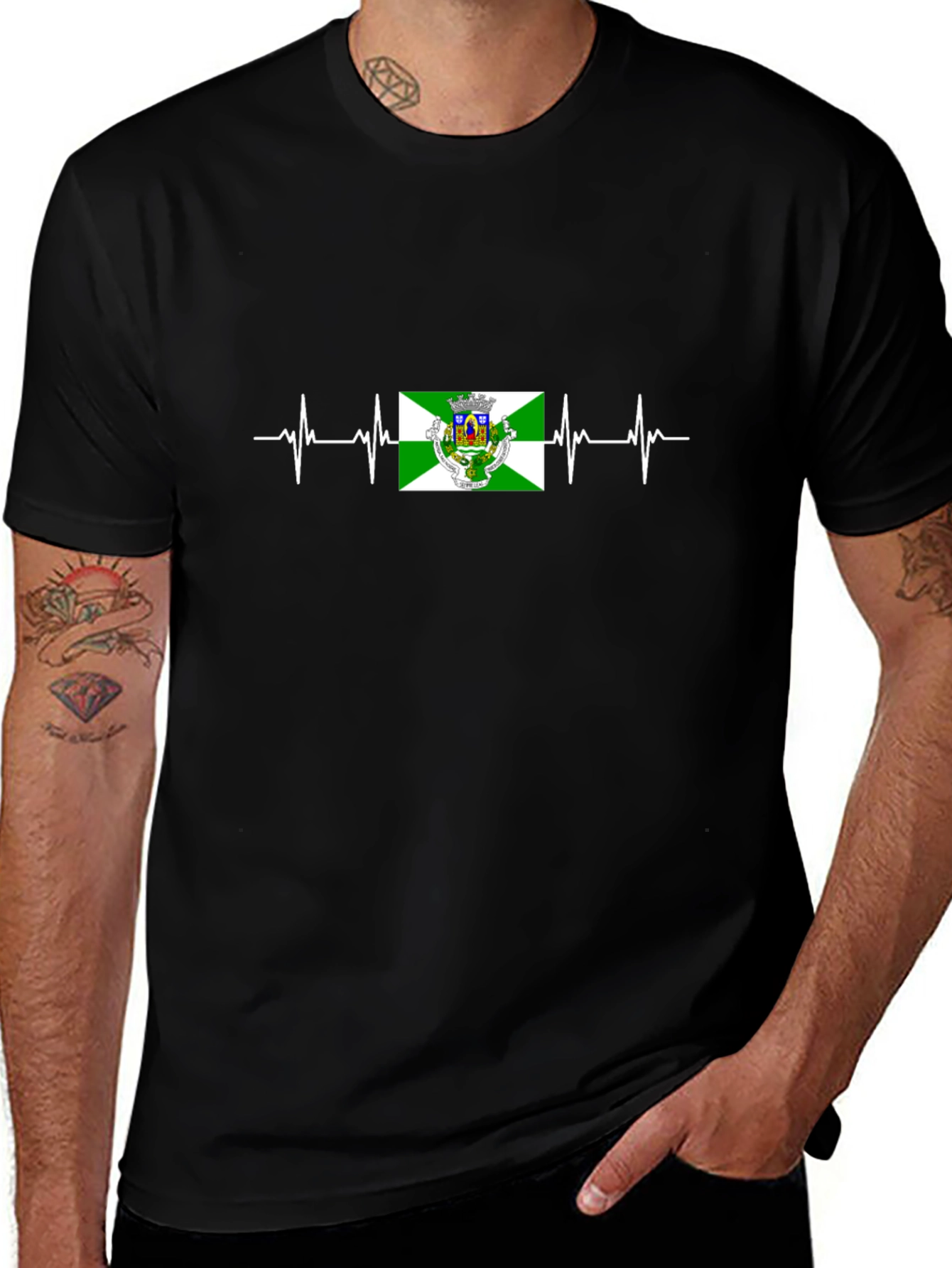Heartbeat Flag T-Shirt - Black