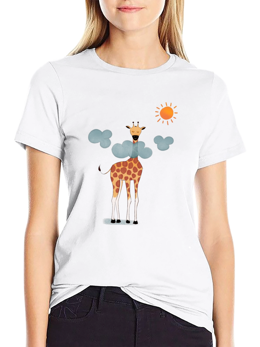 Giraffe in Clouds Graphic T-Shirt - Fun & Stylish!