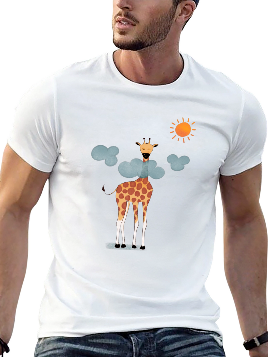 Giraffe in Clouds Graphic T-Shirt - Fun & Stylish!