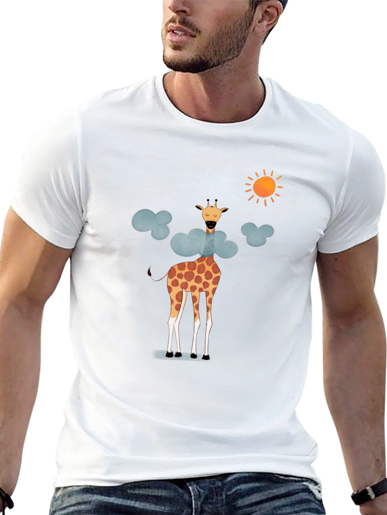 Giraffe in Clouds Graphic T-Shirt - Fun & Stylish!