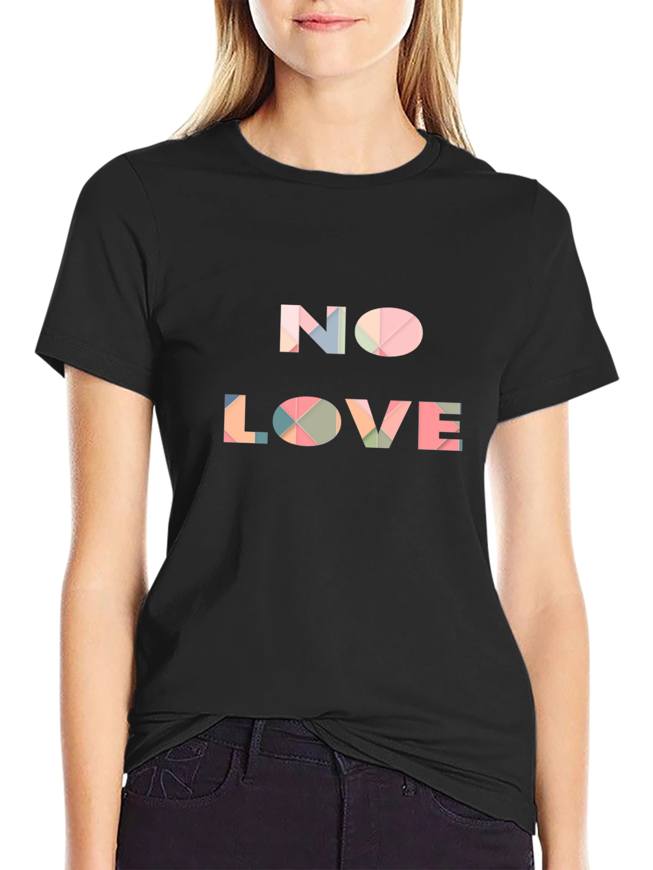 Geometric No Love Graphic Tee - Modern Streetwear