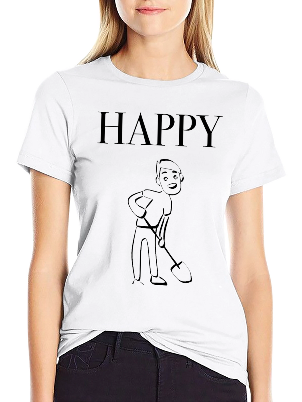 Happy Digger Graphic Tee - Black Crew Neck
