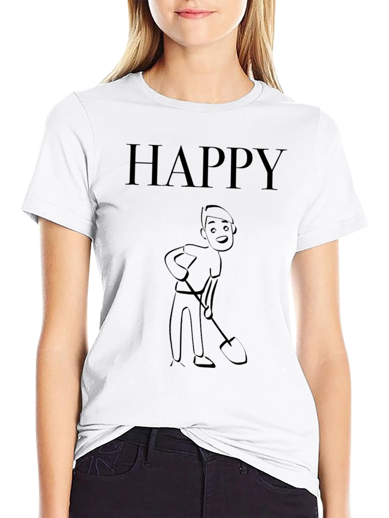 Happy Digger Graphic Tee - Black Crew Neck