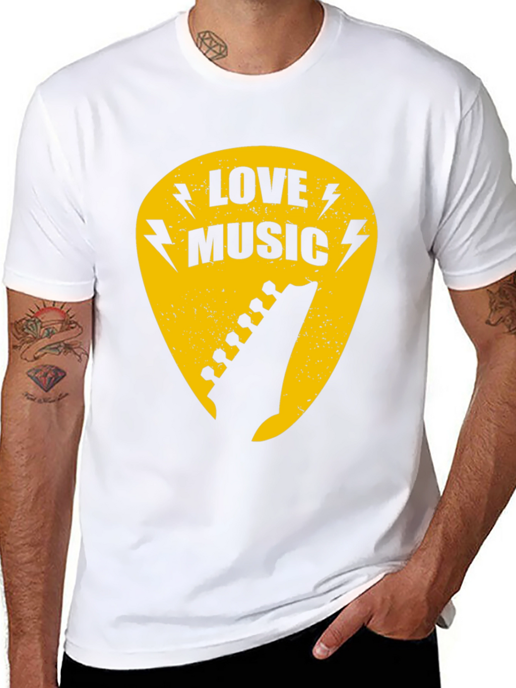 Love Music Guitar Pick Graphic Tee - Black