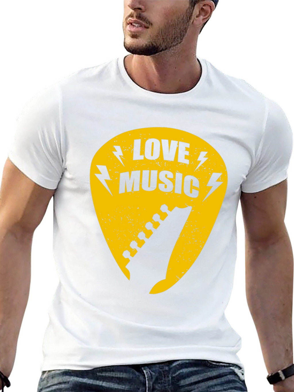 Love Music Guitar Pick Graphic Tee - Black