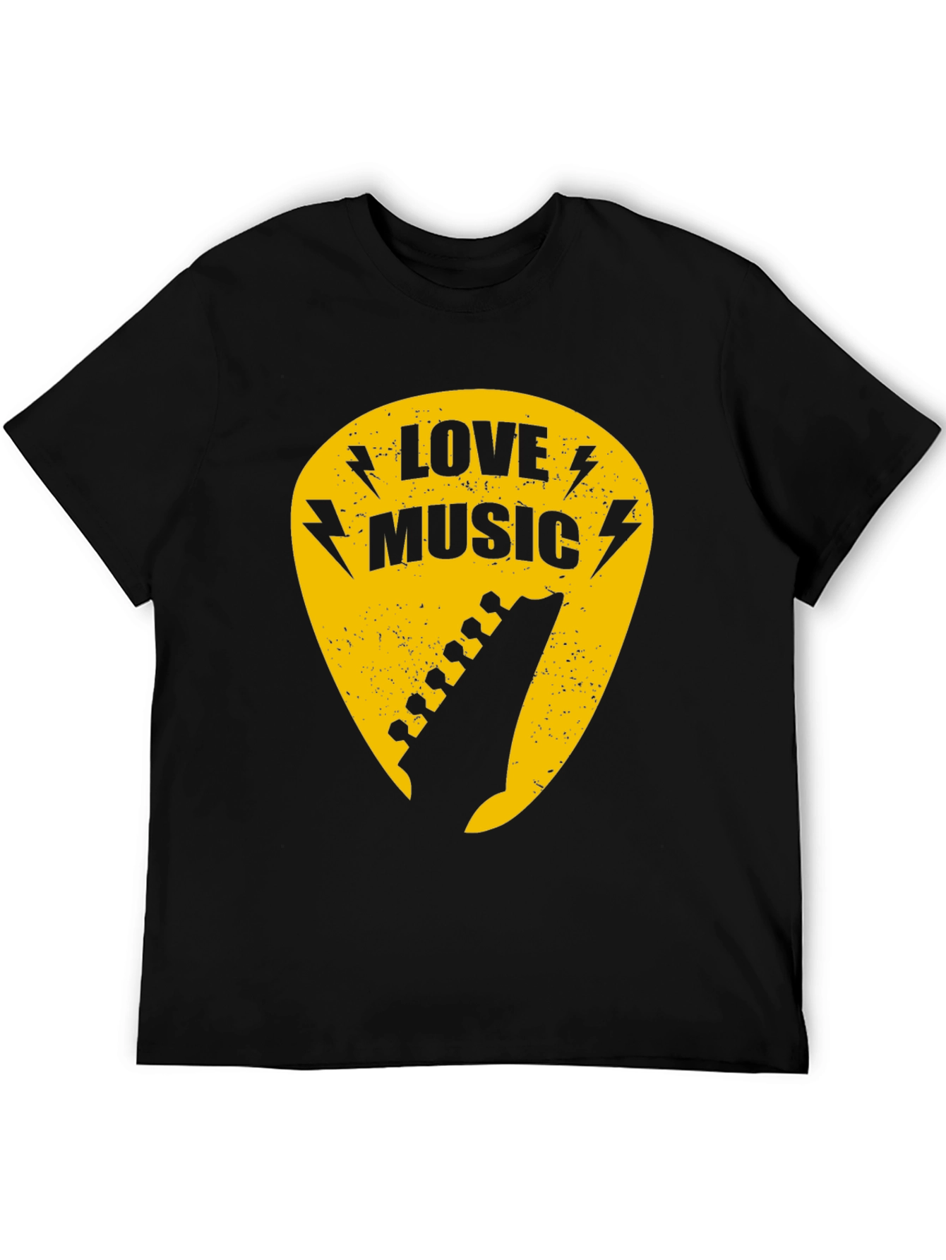 Love Music Guitar Pick Graphic Tee - Black