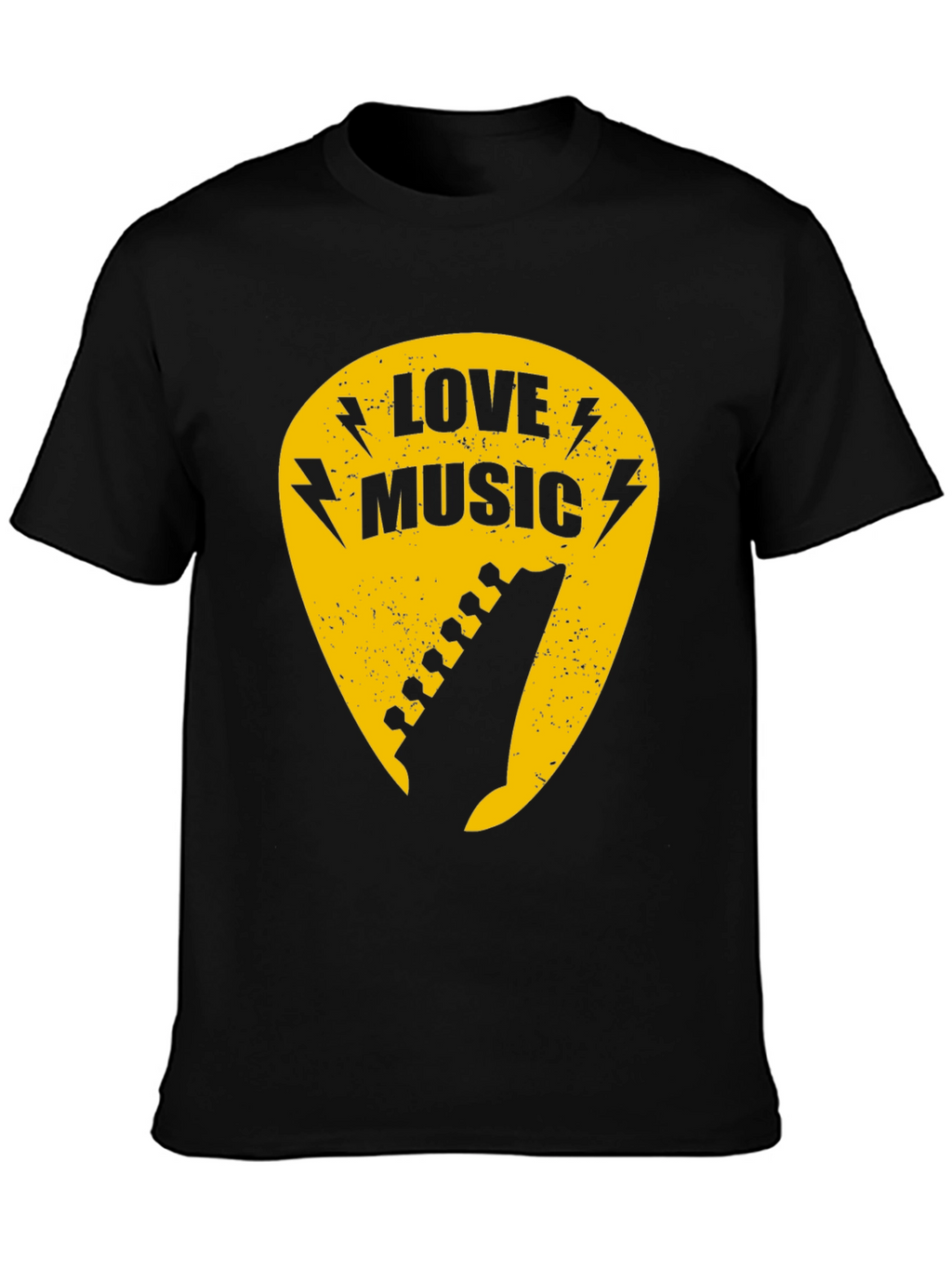 Love Music Guitar Pick Graphic Tee - Black