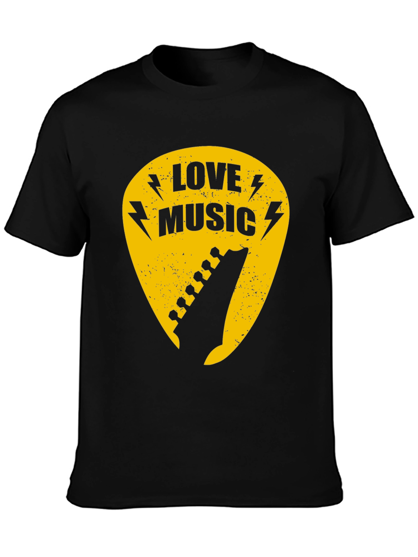 Love Music Guitar Pick Graphic Tee - Black