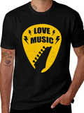 Love Music Guitar Pick Graphic Tee - Black