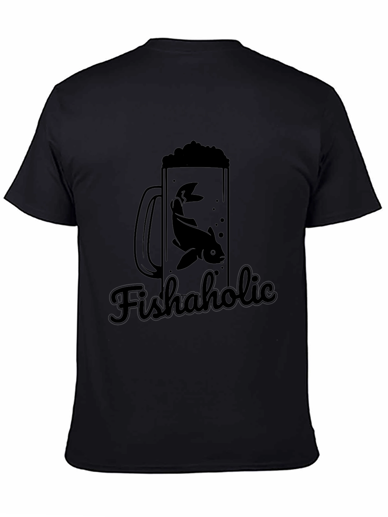 Fishaholic Black T-Shirt - Fishing Lover Apparel