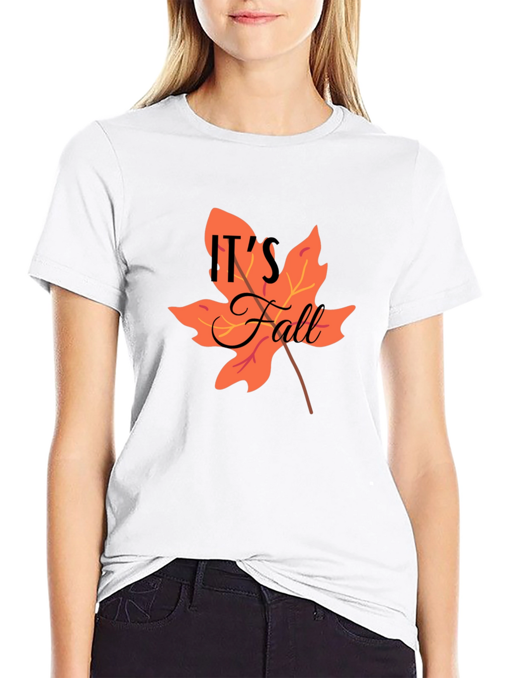 Its Fall Black T-Shirt - Autumn Leaf Design