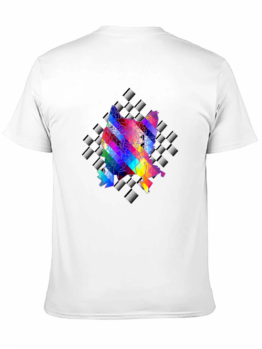 Geometric Wolf Graphic Tee - Stylish Mens Black T-Shirt