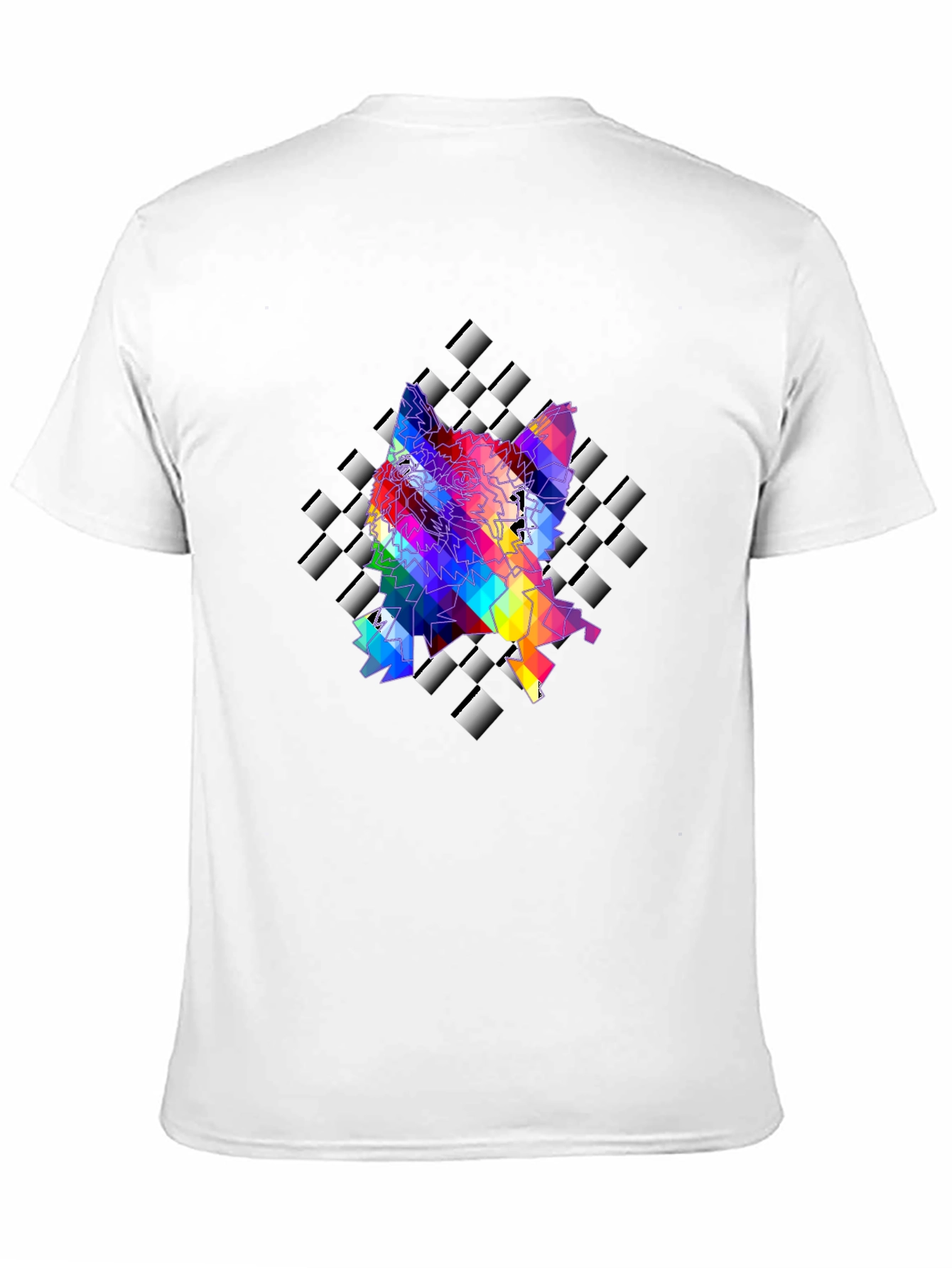 Geometric Wolf Graphic Tee - Stylish Mens Black T-Shirt