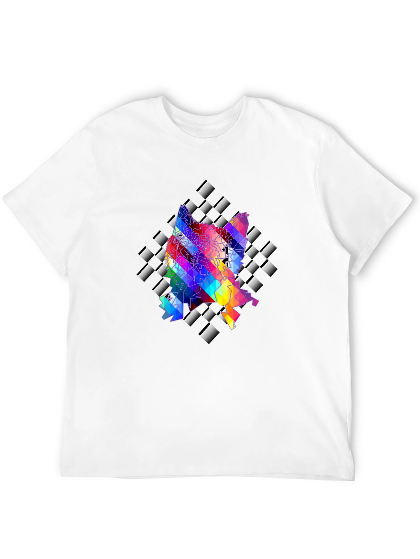 Geometric Wolf Graphic Tee - Stylish Mens Black T-Shirt