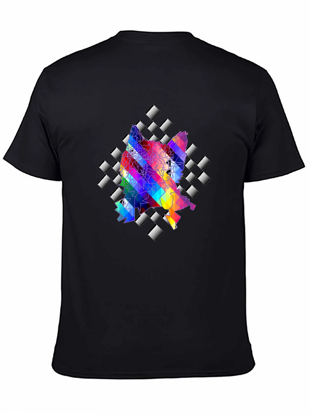 Geometric Wolf Graphic Tee - Stylish Mens Black T-Shirt