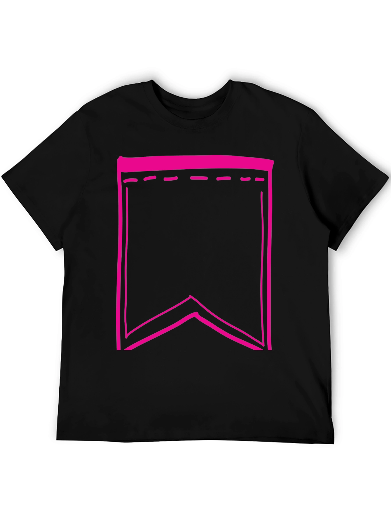 Black Tee with Pink Pennant Graphic