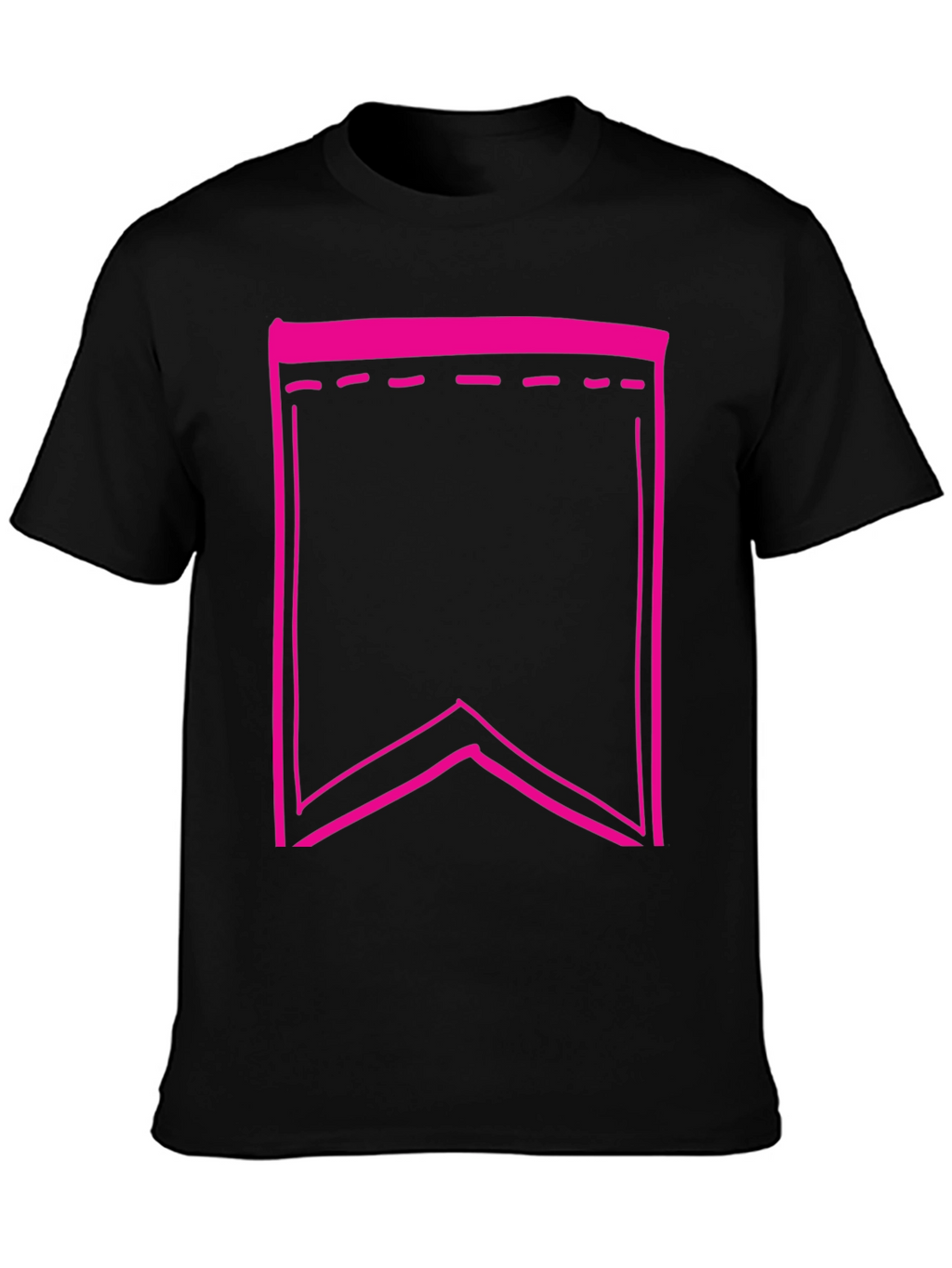 Black Tee with Pink Pennant Graphic