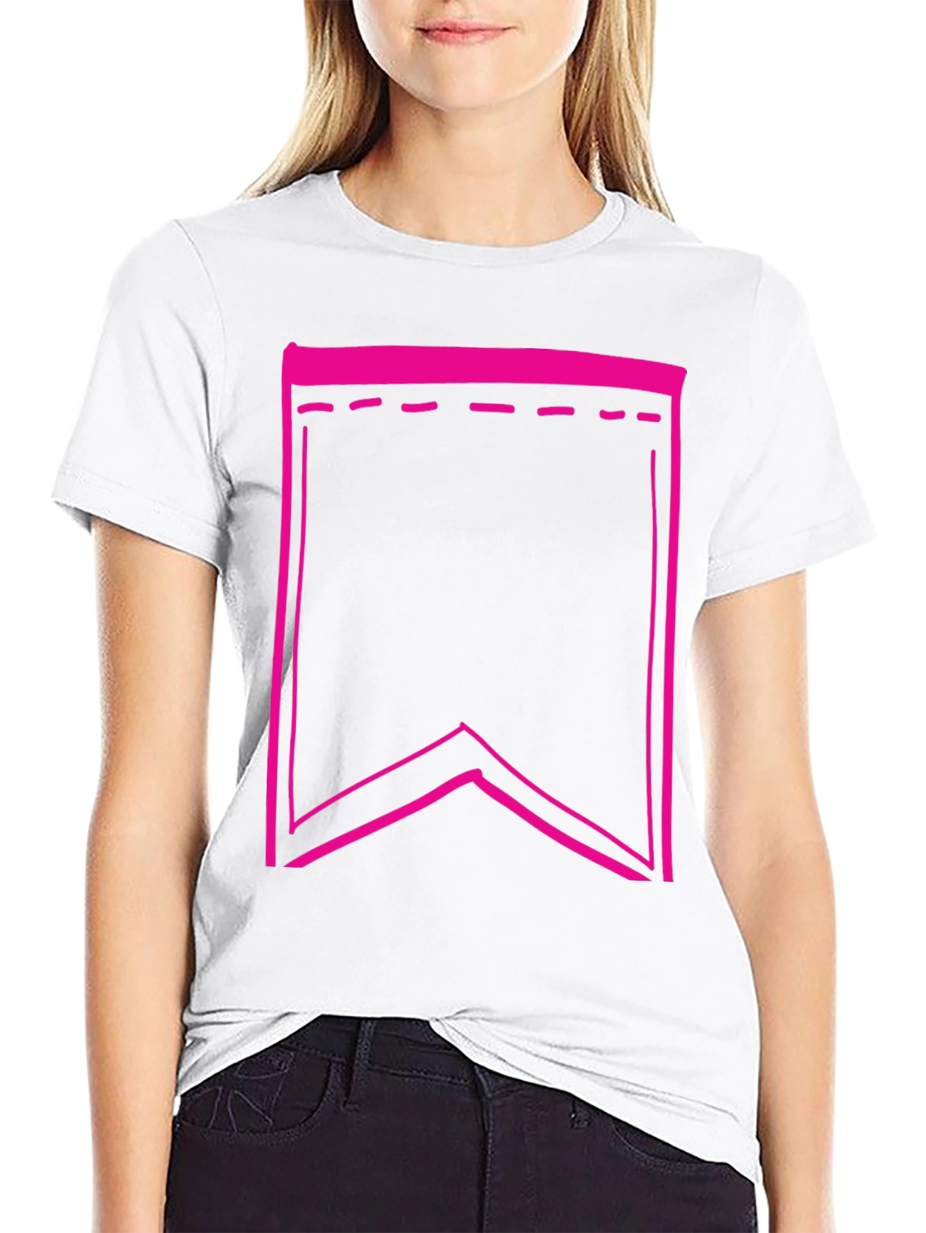 Black Tee with Pink Pennant Graphic