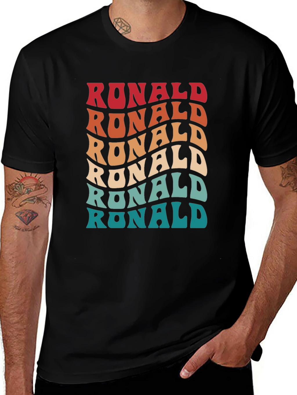 Retro Wavy Ronald T-Shirt - Personalized Name Design