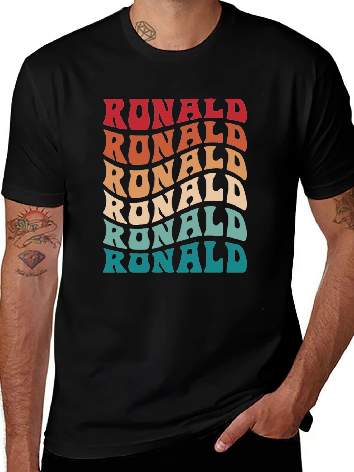Retro Wavy Ronald T-Shirt - Personalized Name Design