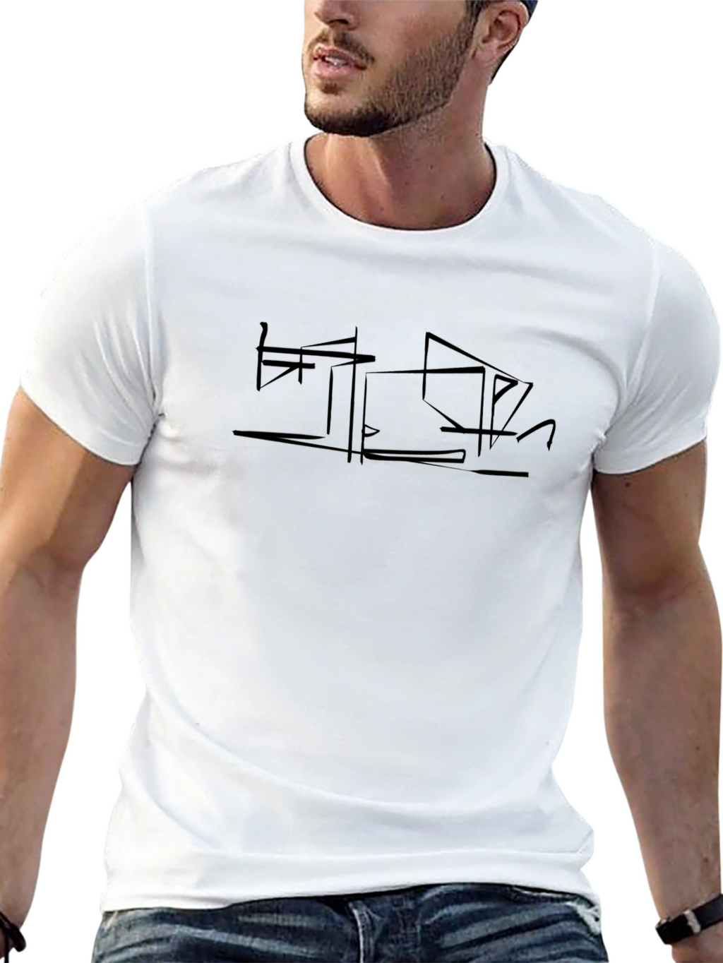 Modern Abstract Graphic Black T-Shirt