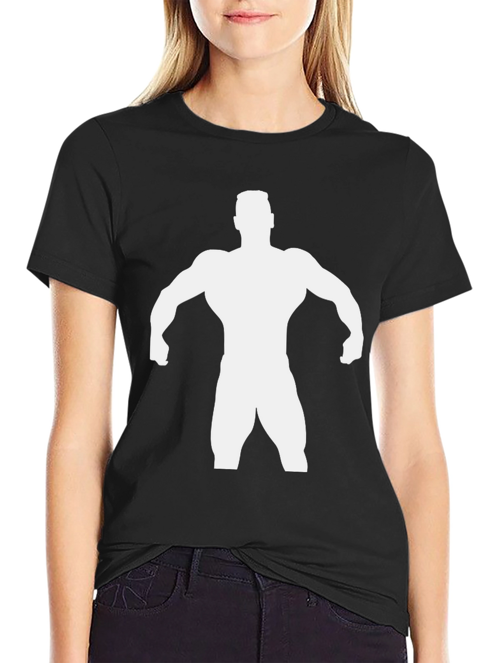 Bodybuilder Silhouette Graphic Tee - Black