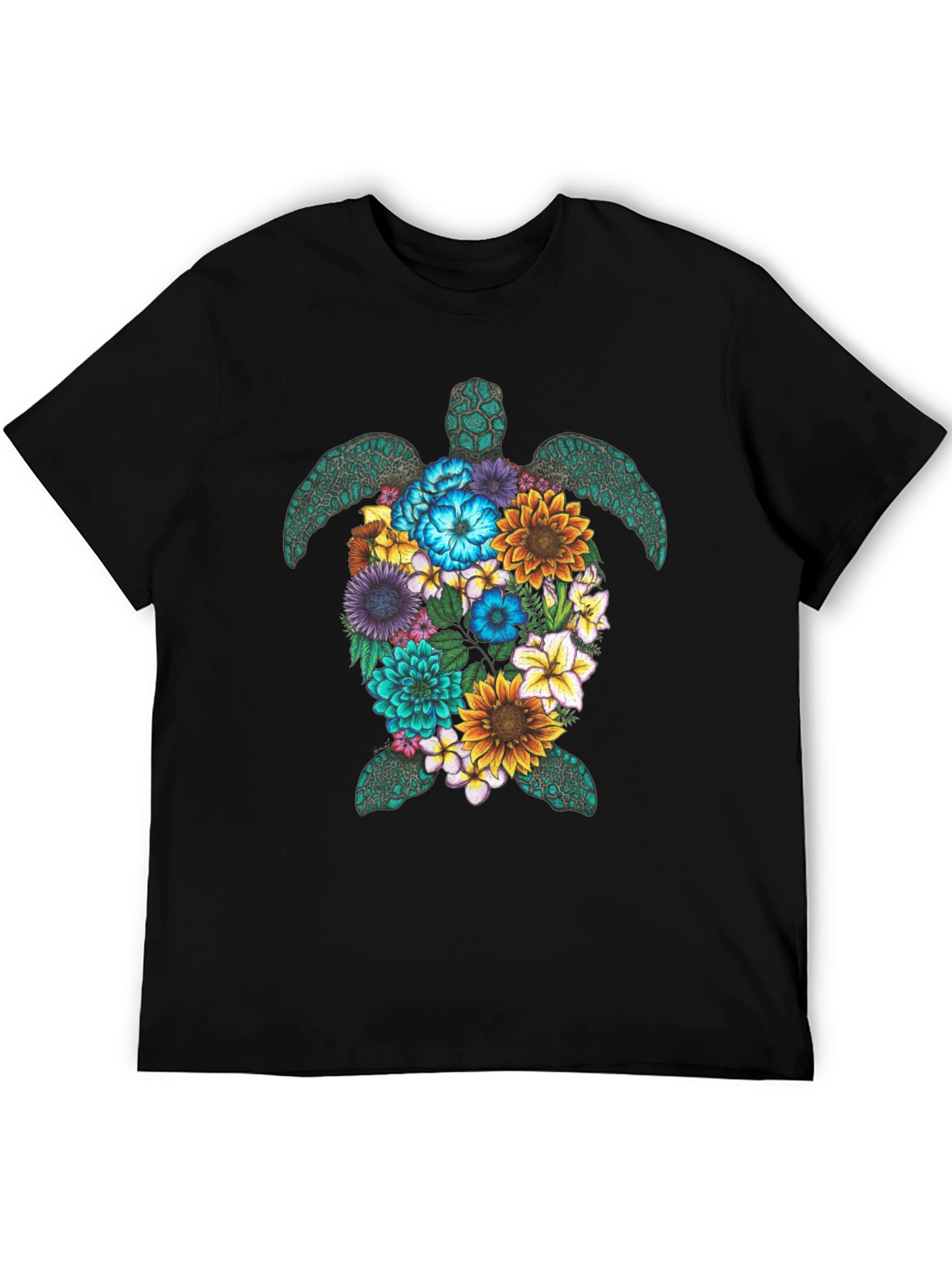 Floral Turtle Graphic Tee - Nature Lovers T-Shirt