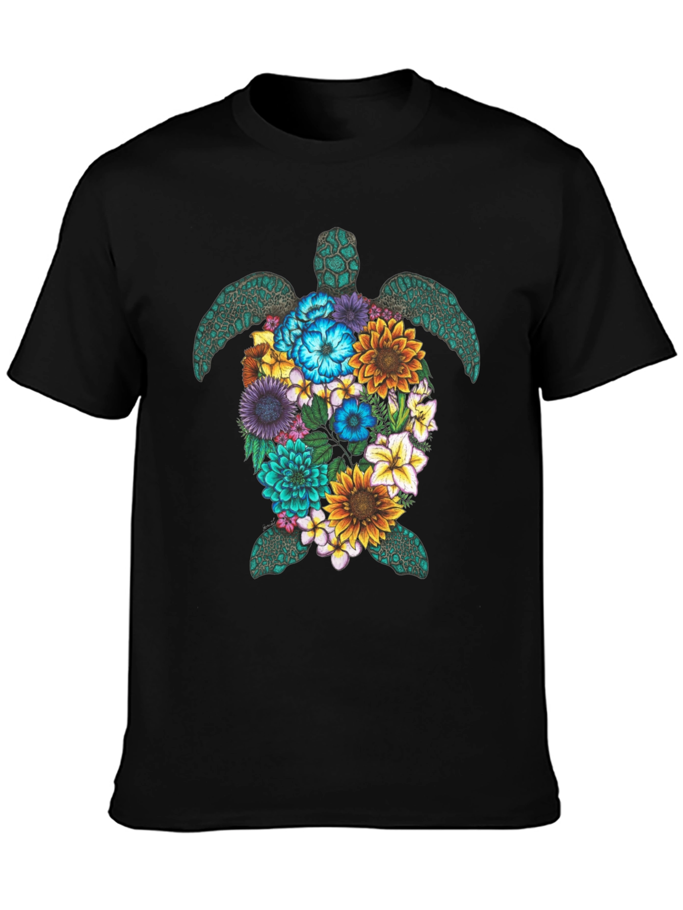 Floral Turtle Graphic Tee - Nature Lovers T-Shirt